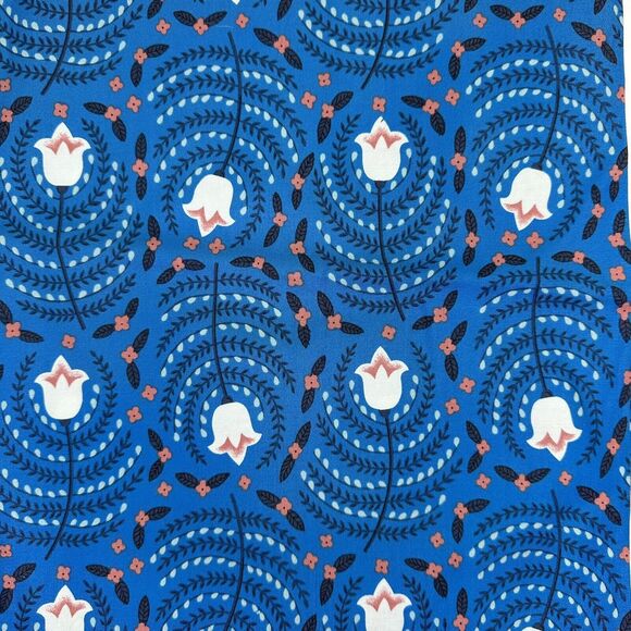 Edelweiss 2014 Juliana Horner for NTT Fabric Traditions .5 Yd Blue Floral Cotton - Picture 1 of 9